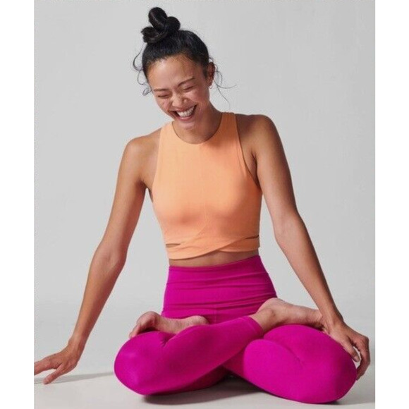 Athleta Tops - Athleta Conscious Cut Out Crop Bra D-DD Coral‎ Sunset Small NWT $69 Yoga Barre